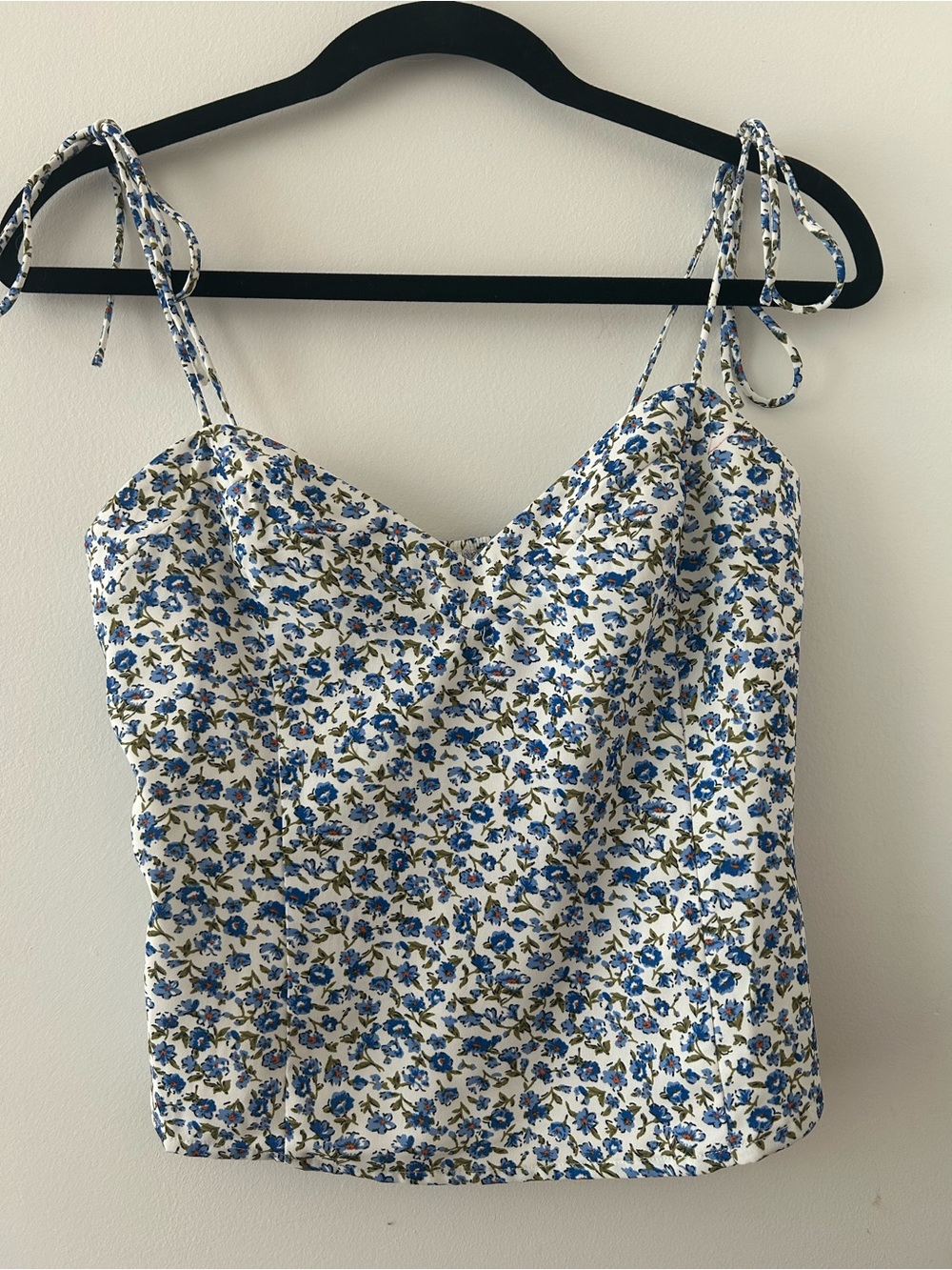 Blue Ditsy Floral Tie-Strap Tank Top | Small